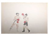 Boxing Match 2, Vintage Drawing by Unknown Artist, c.1980s