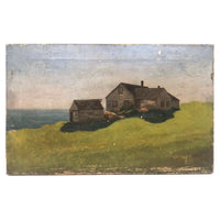 Quietly Radiant, Atmospheric Oil on Canvas House by the Sea Painting