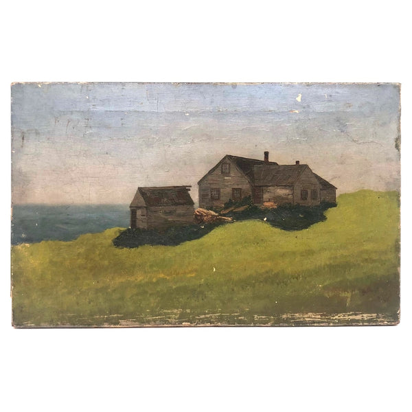 Quietly Radiant, Atmospheric Oil on Canvas House by the Sea Painting