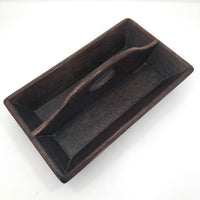 Beautiful Antique Dark Wood Utensil Tray