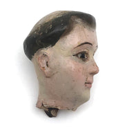 Beautiful Very Old Carved and Polychromed Santos Head