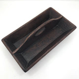 Beautiful Antique Dark Wood Utensil Tray