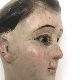 Beautiful Very Old Carved and Polychromed Santos Head