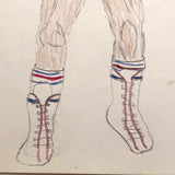 Boxing Match 1,  Vintage Drawing by Unknown Artist, c.1980s