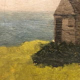 Quietly Radiant, Atmospheric Oil on Canvas House by the Sea Painting