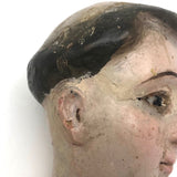 Beautiful Very Old Carved and Polychromed Santos Head