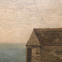 Quietly Radiant, Atmospheric Oil on Canvas House by the Sea Painting