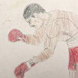 Boxing Match 1,  Vintage Drawing by Unknown Artist, c.1980s