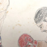Boxing Match 1,  Vintage Drawing by Unknown Artist, c.1980s