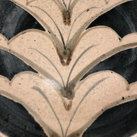 Huge 1970s Studio Pottery Platter Signed MM, with Hand-painted Blue, Gray and Brown Design On Cream Body