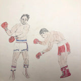 Boxing Match 1,  Vintage Drawing by Unknown Artist, c.1980s