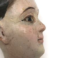 Beautiful Very Old Carved and Polychromed Santos Head