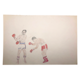 Boxing Match 1,  Vintage Drawing by Unknown Artist, c.1980s