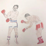 Boxing Match 1,  Vintage Drawing by Unknown Artist, c.1980s