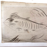 19th C. Spencerian Calligraphic Ink Drawn Fish