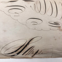 19th C. Spencerian Calligraphic Ink Drawn Fish