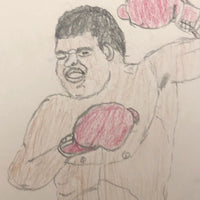 Sold (DS) Boxing Match 3,  Vintage Drawing by Unknown Artist, c.1980s