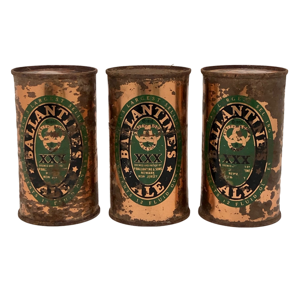 Ballantine Ale c. 1950 Flat Top Copper Beer Cans