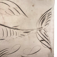 19th C. Spencerian Calligraphic Ink Drawn Fish