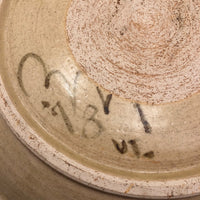 Huge 1970s Studio Pottery Platter Signed MM, with Hand-painted Blue, Gray and Brown Design On Cream Body