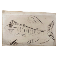 19th C. Spencerian Calligraphic Ink Drawn Fish