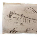19th C. Spencerian Calligraphic Ink Drawn Fish