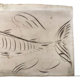 19th C. Spencerian Calligraphic Ink Drawn Fish