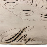 19th C. Spencerian Calligraphic Ink Drawn Fish