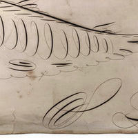 19th C. Spencerian Calligraphic Ink Drawn Fish