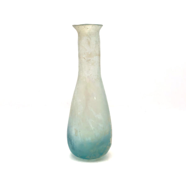 Luminous Ancient Roman Pale Blue Glass Bottle (Unguentarium)