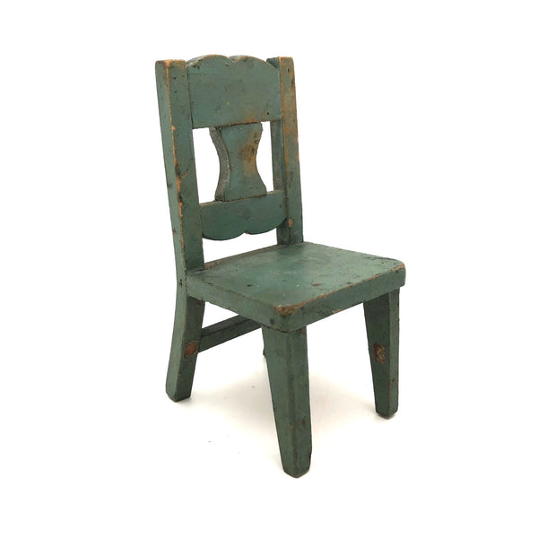 Wonderful Miniature Handmade Chair in Old Blue Paint
