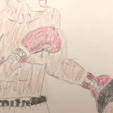 Boxing Match 4,  Vintage Drawing by Unknown Artist, c.1980s