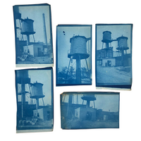Lot of 5 Antique Cyanotypes of Water-towers (with Climbers!)