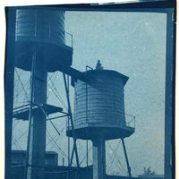 Lot of 5 Antique Cyanotypes of Water-towers (with Climbers!)