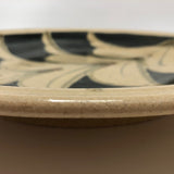 Huge 1970s Studio Pottery Platter Signed MM, with Hand-painted Blue, Gray and Brown Design On Cream Body