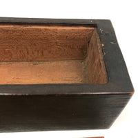 Wonderful Early Carved Out (One Piece of Wood) Slide Top Box in Original Paint