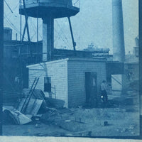Lot of 5 Antique Cyanotypes of Water-towers (with Climbers!)