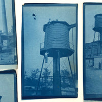 Lot of 5 Antique Cyanotypes of Water-towers (with Climbers!)