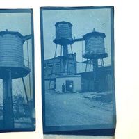 Lot of 5 Antique Cyanotypes of Water-towers (with Climbers!)