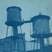 Lot of 5 Antique Cyanotypes of Water-towers (with Climbers!)
