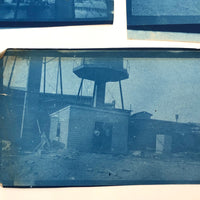 Lot of 5 Antique Cyanotypes of Water-towers (with Climbers!)