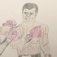 Boxing Match 5,  Vintage Drawing by Unknown Artist, c.1980s