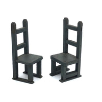 Pair of Handmade Ladderback Miniature Chairs in Gray Paint