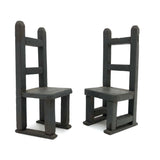 Pair of Handmade Ladderback Miniature Chairs in Gray Paint