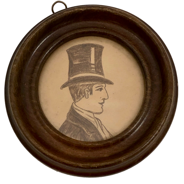 Portrait in Profile Drawing of Man in Top Hat