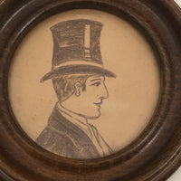 Portrait in Profile Drawing of Man in Top Hat