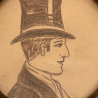 Portrait in Profile Drawing of Man in Top Hat