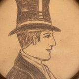 Portrait in Profile Drawing of Man in Top Hat