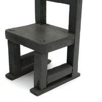 Pair of Handmade Ladderback Miniature Chairs in Gray Paint