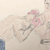 Boxing Match 5,  Vintage Drawing by Unknown Artist, c.1980s